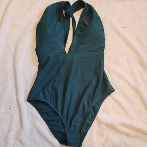 New Shade & Shore Forest Green One Piece Swimsuit Women's Size Medium